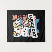 Lucky Cat Art – Maneki Neko with Gold Coin Wandkleed (Voorkant (horizontaal))