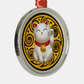 Lucky Cat Artwork Metalen Ornament (Rechts)