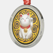 Lucky Cat Artwork Metalen Ornament (Links)