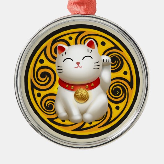 Lucky Cat Artwork Metalen Ornament (Voorkant)