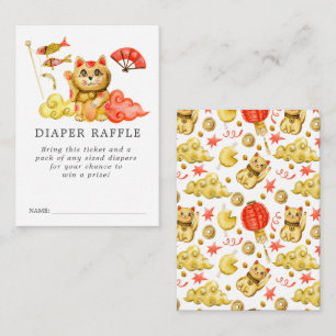 Lucky Cat   Baby shower Diaper Raffle Ticket Informatiekaartje