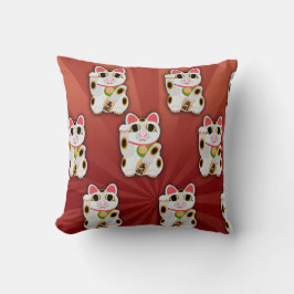 Lucky Cat Cartoon Fortune Pet White Kat Art Kussen