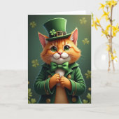 Lucky Cat Clover Patroonkaart Kaart (Gele Bloem)