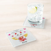 Lucky Cat Cupid Glazen Onderzetter (Schuin)