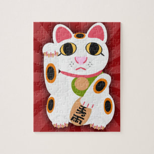 Lucky Cat Cute Cartoon Fun Illustration Design Legpuzzel