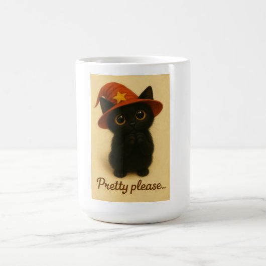 Lucky Cat Emi – Begging Pose Witch Cat Mug Koffiemok (Center)