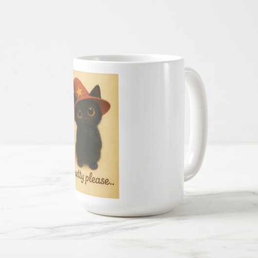 Lucky Cat Emi – Begging Pose Witch Cat Mug Koffiemok (Voorkant rechts)