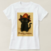 Lucky Cat Emi – Kawaii Begging Pose Witch Cat T-shirt (Design voorkant)