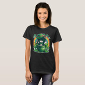 Lucky Cat en Pot Rainbow Shamrock St Patrick's Da T-shirt (Voorkant volledig)