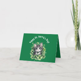 Lucky Cat Face St. Patrick's Day Voor Kat Liefhebb Feestdagen Kaart