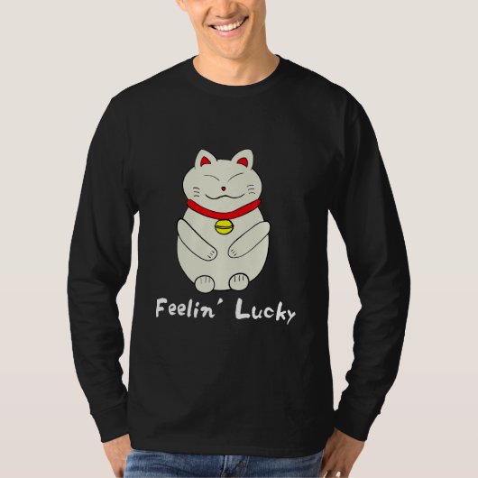 Lucky Cat Feelin' Lucky Maneki Neko T-shirt (Voorkant)