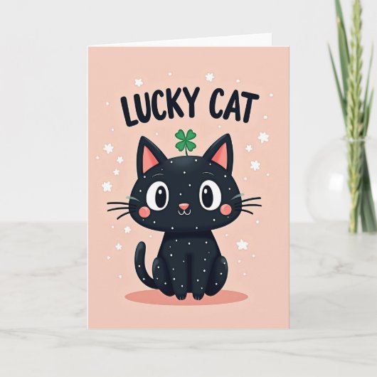 Lucky Cat Goed Geluk Kaart (Voorkant)