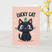 Lucky Cat Goed Geluk Kaart (Gele Bloem)