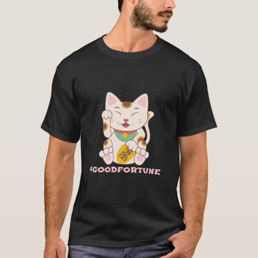 Lucky Cat Good Fortune Maneki Neko T-shirt (Voorkant)