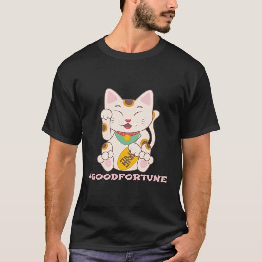 Lucky Cat Good Fortune Maneki Neko T-shirt (Voorkant)