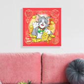 Lucky Cat Jerry met Gold Sycees Canvas Afdruk (Insitu (Woonkamer))