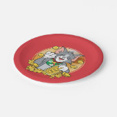 Lucky Cat Jerry met Gold Sycees Papieren Bordje (Gekanteld)