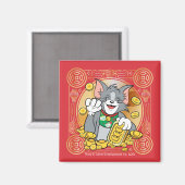 Lucky Cat Jerry With Gold Sycees Magneet (Voorkant / Achterkant)