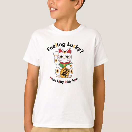 Lucky Cat Kind T Shirten T-shirt (Voorkant)