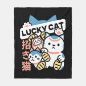 Lucky Cat Kunst – Maneki Neko met Gouden Munt Fleece Deken (Voorkant)