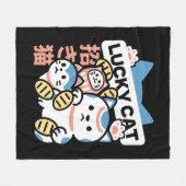 Lucky Cat Kunst – Maneki Neko met Gouden Munt Fleece Deken (Voorkant (Horizontaal))