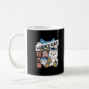Lucky Cat Kunst – Maneki Neko met Gouden Munt Koffiemok
