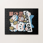Lucky Cat Kunst – Maneki Neko met gouden munt Legpuzzel (Horizontaal)