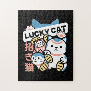Lucky Cat Kunst – Maneki Neko met gouden munt Legpuzzel