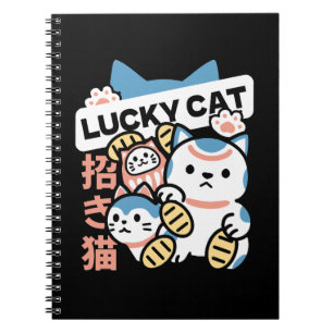 Lucky Cat Kunst – Maneki Neko met Gouden Munt Notitieboek