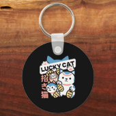 Lucky Cat Kunst – Maneki Neko met gouden munt Sleutelhanger (Achterkant)