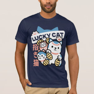 Lucky Cat Kunst – Maneki Neko met Gouden Munt T-shirt