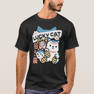 Lucky Cat Kunst – Maneki Neko met Gouden Munt T-shirt