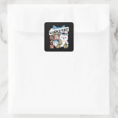 Lucky Cat Kunst – Maneki Neko met gouden munt Vierkante Sticker (Tas)