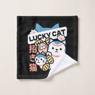 Lucky Cat Kunst – Maneki Neko met Gouden Munt Washandje