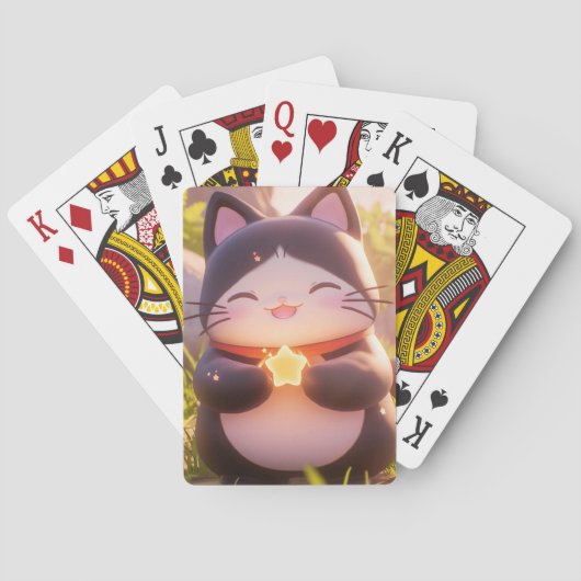 Lucky Cat lacht met een ster Pokerkaarten (Achterkant)
