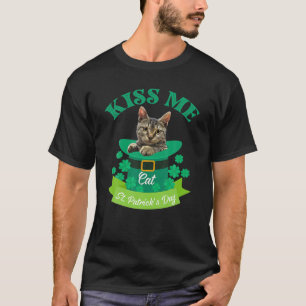 Lucky Cat Lover St Patrick's Day Kiss Ik ben Pugri T-shirt