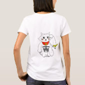 Lucky Cat- Maneki Neko Becelling met Birdie T-shirt (Achterkant)