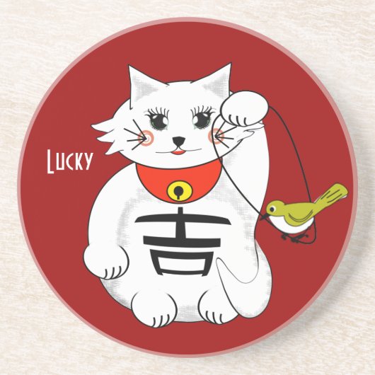Lucky Cat-Maneki Neko - Becelling.. Onderzetters (Voorkant)