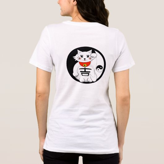 Lucky Cat-Maneki Neko - Beckoning. Tri-Blend Shirt (Achterkant)