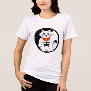 Lucky Cat-Maneki Neko - Beckoning. Tri-Blend Shirt