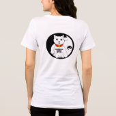 Lucky Cat Maneki Neko Beckoning Welkom Yin & Yang Tri-Blend Shirt (Achterkant)