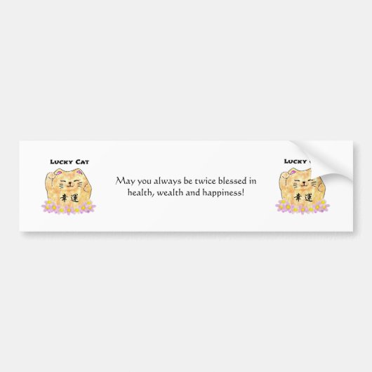 Lucky Cat (Maneki Neko) Bumpersticker (Voorkant)