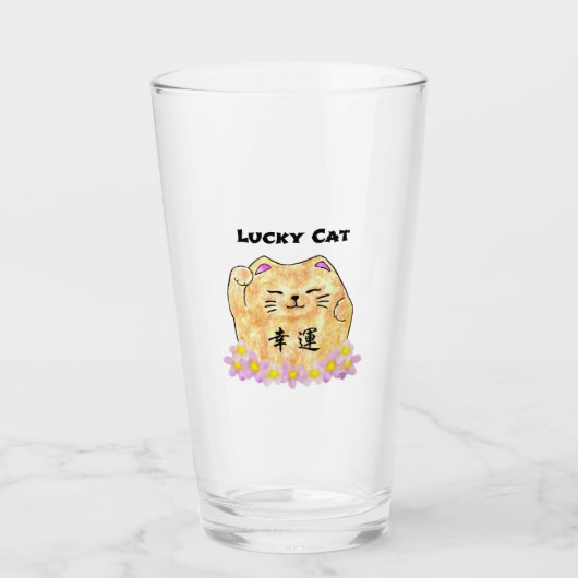 Lucky Cat (Maneki Neko) Glas (Voorkant)