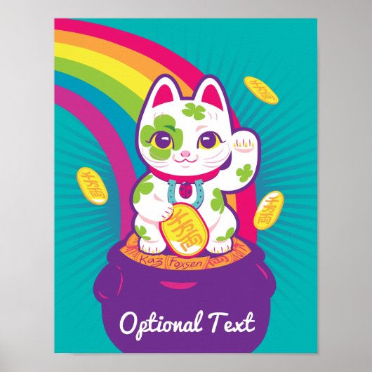 Lucky Cat Maneki Neko Good Luck Pot of Gold Poster (Voorkant)