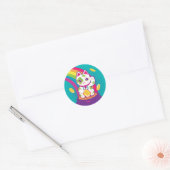 Lucky Cat Maneki Neko Good Luck Pot of Gold Ronde Sticker (Envelop)