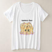 Lucky Cat (Maneki Neko) Grote Maat T-shirt (Design voorkant)