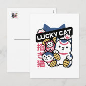 Lucky Cat Maneki Neko – Japanese Fortune Cat  Feestdagenkaart (Voorkant / Achterkant)