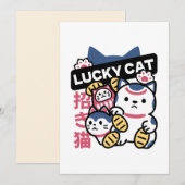 Lucky Cat Maneki Neko – Japanese Fortune Cat  Feestdagenkaart (Voorkant / Achterkant)