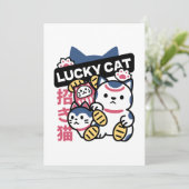 Lucky Cat Maneki Neko – Japanese Fortune Cat  Feestdagenkaart (Staand voorkant)