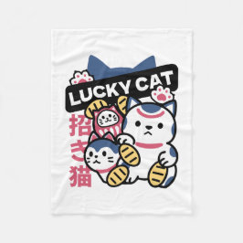 Lucky Cat Maneki Neko – Japanese Fortune Cat  Fleece Deken